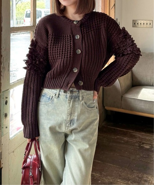 clear（クリア）の「編地切替ループニットカーディガン[大人 カジュアル 着回し力抜群]≪再入荷≫（カーディガン/ボレロ・レディース・アイボリー/チャコールグレー/ブラウン/グレイッシュベージュ・F）」の19枚目の写真