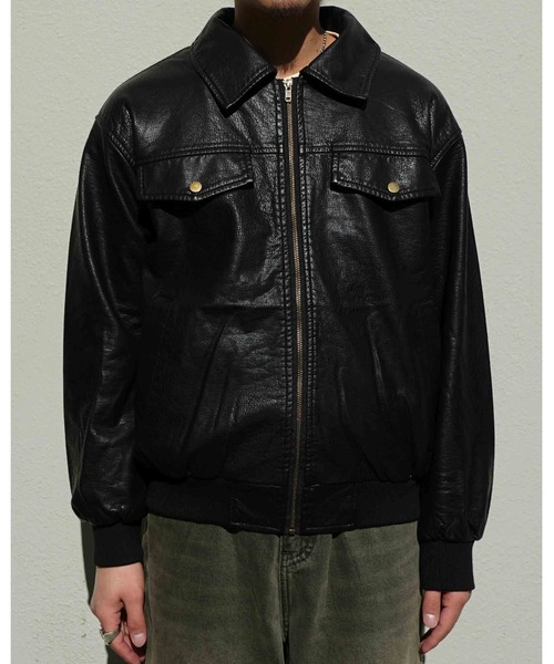 Noen フェイクレザージップブルゾン Noen（ノエン）の「フェイクレザージップブルゾン（ライダース