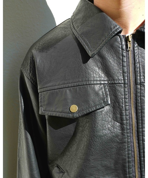 Noen フェイクレザージップブルゾン Noen（ノエン）の「フェイクレザージップブルゾン（ライダース