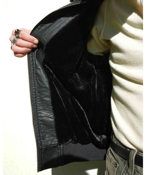 Noen フェイクレザージップブルゾン Noen（ノエン）の「フェイクレザージップブルゾン（ライダース