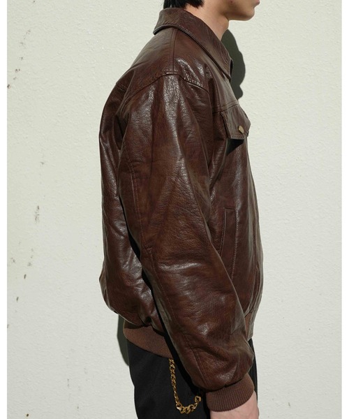 Noen フェイクレザージップブルゾン Noen（ノエン）の「フェイクレザージップブルゾン（ライダース