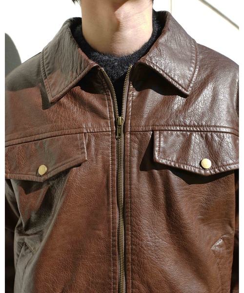 Noen フェイクレザージップブルゾン Noen（ノエン）の「フェイクレザージップブルゾン（ライダース