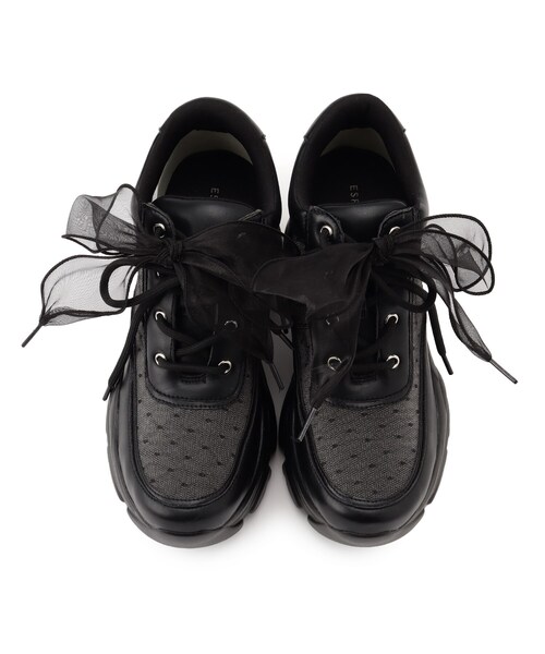 ESPERANZA（エスペランサ）の「きゅんフィットインソールチュールリボンスニーカー（スニーカー・レディース・ブラック系8/ピンク系9/アイボリー系8・L/LL/M/S）」の11枚目の写真