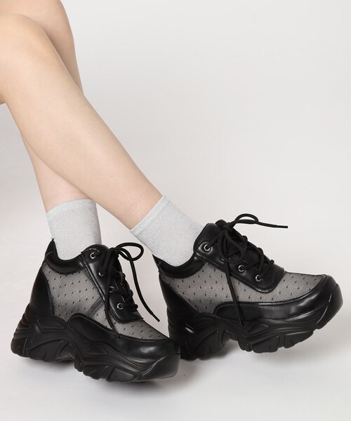 ESPERANZA（エスペランサ）の「きゅんフィットインソールチュールリボンスニーカー（スニーカー・レディース・ブラック系8/ピンク系9/アイボリー系8・L/LL/M/S）」の2枚目の写真