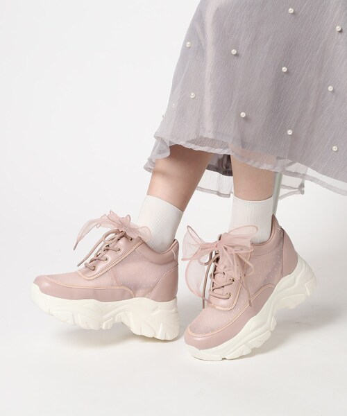 ESPERANZA（エスペランサ）の「きゅんフィットインソールチュールリボンスニーカー（スニーカー・レディース・ブラック系8/ピンク系9/アイボリー系8・L/LL/M/S）」の3枚目の写真