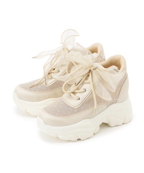 ESPERANZA（エスペランサ）の「きゅんフィットインソールチュールリボンスニーカー（スニーカー・レディース・ブラック系8/ピンク系9/アイボリー系8・L/LL/M/S）」の4枚目の写真