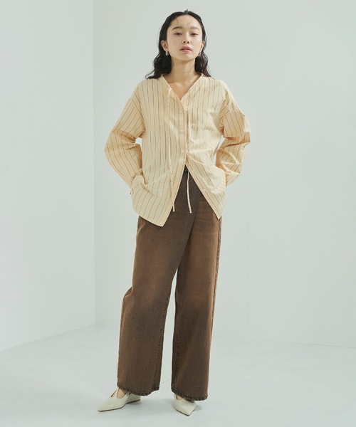 LE CERCLE par rope'(ルセルクルパーロペ)の「ストライプチュニックシャツ(シャツ/ブラウス・レディース・ブラック系その他3/イエロー系その他2/ブルー系その他5・FREE)」の5枚目の写真