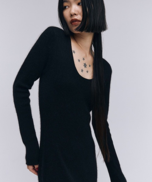 DEEP SLIT KNIT DRESS/ディープスリットニットドレス