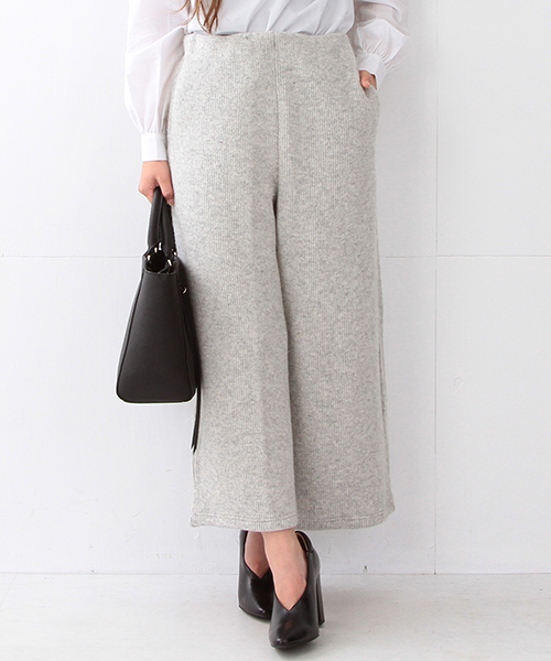 Ray BEAMS（レイビームス）の「Ray BEAMS / ミニアゼ ニット クロップドパンツ（その他パンツ・レディース・ライトグレー/チャコールグレー・ONE SIZE）」の2枚目の写真