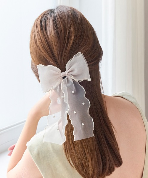 Phoebe（フィービィー）の「フレアリボンドットパールヘアゴム（ヘアゴム・レディース・ベージュ/ブラック・FREE）」の15枚目の写真