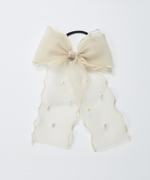 Phoebe（フィービィー）の「フレアリボンドットパールヘアゴム（ヘアゴム・レディース・ベージュ/ブラック・FREE）」の13枚目の写真