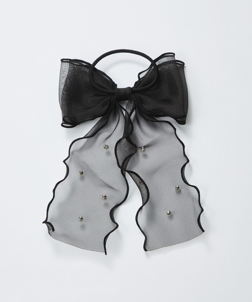 Phoebe（フィービィー）の「フレアリボンドットパールヘアゴム（ヘアゴム・レディース・ベージュ/ブラック・FREE）」の7枚目の写真