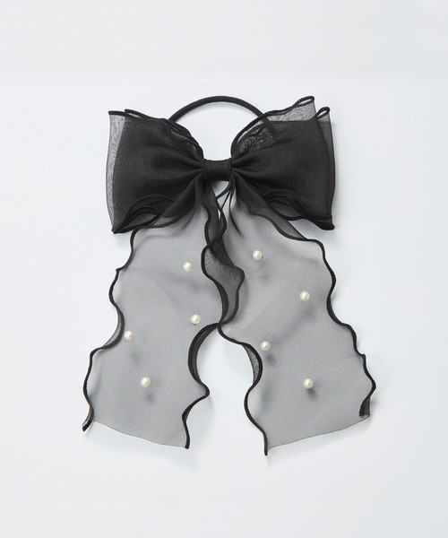 Phoebe（フィービィー）の「フレアリボンドットパールヘアゴム（ヘアゴム・レディース・ベージュ/ブラック・FREE）」の6枚目の写真