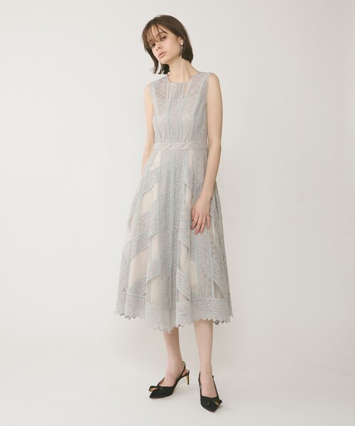 GRACE CONTINENTAL(グレースコンチネンタル)の「レースパッチワークドレス(ドレス・レディース・ブラック/グレー・38/36)」の2枚目の写真