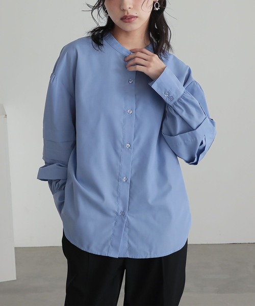 n'OrLABEL(ノアールレーベル)の「『ボリュームタックスリーブブラウス』(シャツ/ブラウス・レディース・ブルー/ホワイト・FREE)」の7枚目の写真