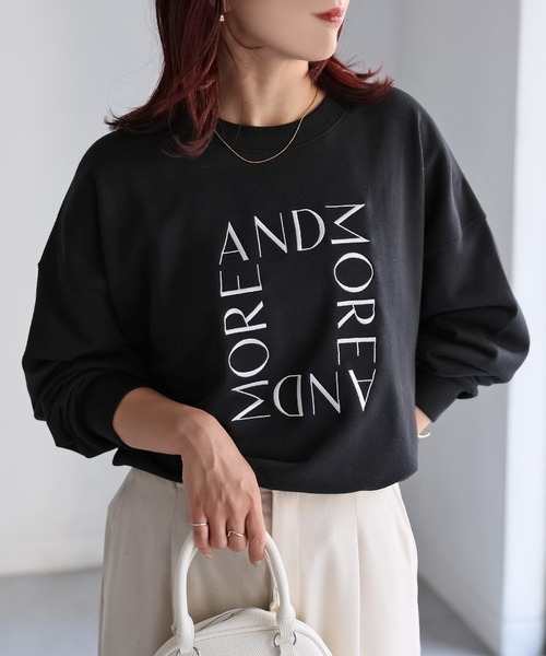 Riberry(リベリー)の「スクエアロゴ刺繍スウェット(スウェット・レディース・ネイビー×ホワイト/ホワイト系/ライトグレー系/ブラック×ホワイト・FREE)」の13枚目の写真