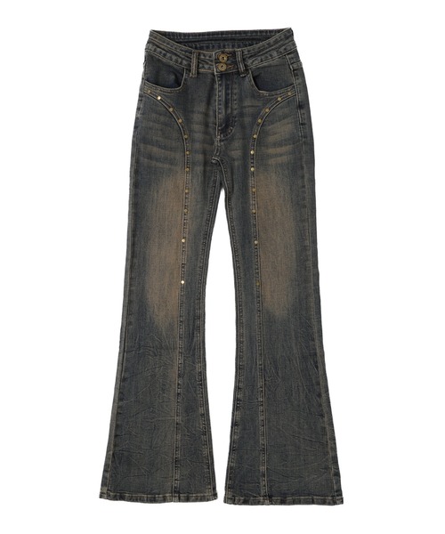 dispark（ディスパーク）の「DISPARK/スタッズフレアデニム（デニムパンツ・レディース・ブルー系1・FREE）」の12枚目の写真