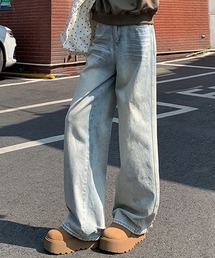 ダメージデニムワイドパンツ