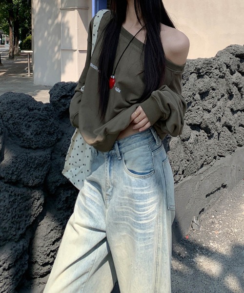 aimoha(アイモハ)の「ダメージデニムワイドパンツ(デニムパンツ・レディース・ライトブルー・LARGE/MEDIUM/SMALL/X-SMALL)」の10枚目の写真