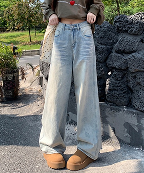 aimoha(アイモハ)の「ダメージデニムワイドパンツ(デニムパンツ・レディース・ライトブルー・LARGE/MEDIUM/SMALL/X-SMALL)」の15枚目の写真