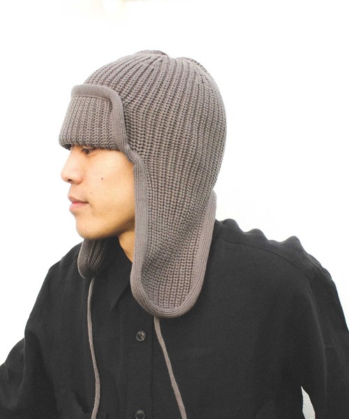 HUNTISM(ハンティズム)の「Knit Bomber Cap / ニット ボンバーキャップ(ニットキャップ/ビーニー・レディース・オリーブ/ブラック/オレンジ/ブラウン/グレー・FREE)」の9枚目の写真
