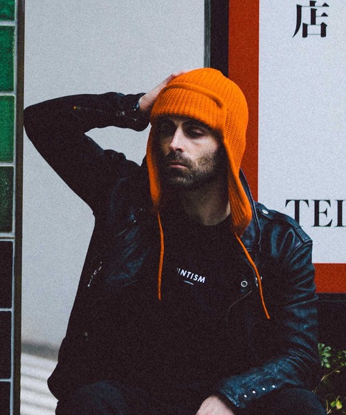 HUNTISM(ハンティズム)の「Knit Bomber Cap / ニット ボンバーキャップ(ニットキャップ/ビーニー・レディース・オリーブ/ブラック/オレンジ/ブラウン/グレー・FREE)」の8枚目の写真