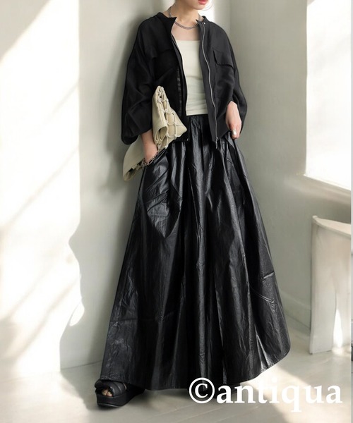 antiqua(アンティカ)の「メタリックフレアスカート(スカート・レディース・シルバー/ブラック・ONESIZE)」の3枚目の写真