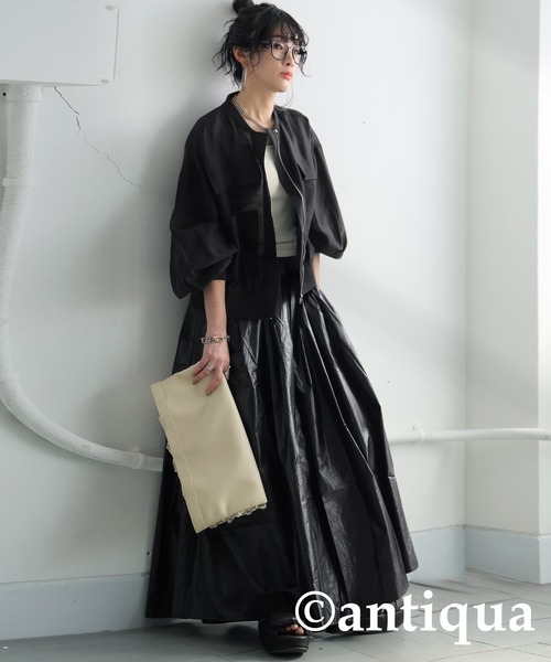 antiqua(アンティカ)の「メタリックフレアスカート(スカート・レディース・シルバー/ブラック・ONESIZE)」の7枚目の写真