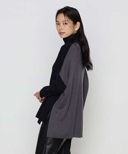 COMME CA(コムサ)の「ウール混ポリエステル プルオーバー(ニット/セーター・レディース・グレー系その他/ブラック系その他・9号)」の2枚目の写真