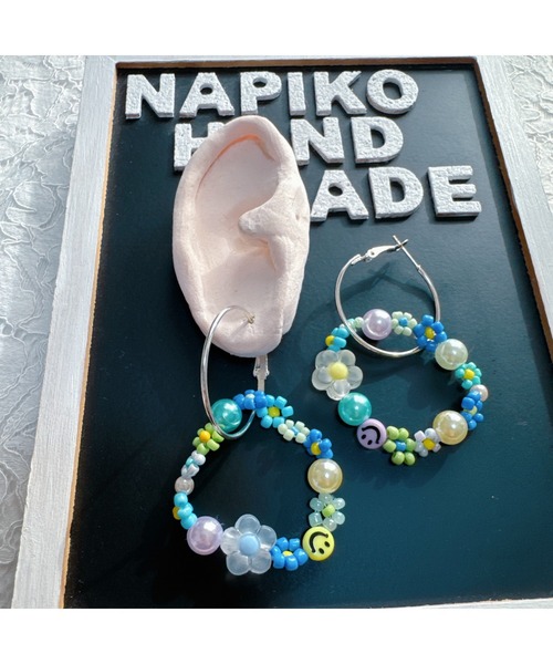 tone（トーン）の「【NAPIKO】お花🌸パール調♡フープ型◇マルチ/ピアス(MA)（ピアス（両耳用）・レディース・マルチ・FREE）」の3枚目の写真