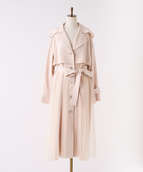 【新品未使用】チュールトレンチコート　グレー　Ｍ　ナイスクラップ セール】チュールトレンチコート（トレンチコート）｜one after