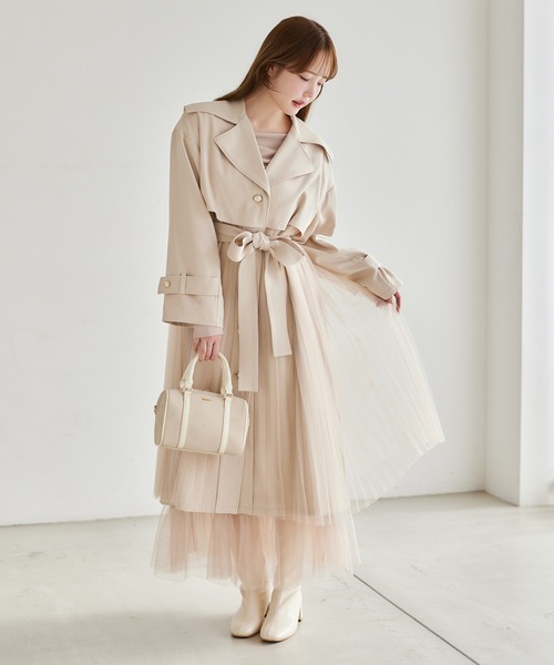 【新品未使用】チュールトレンチコート　アイボリー　Ｍ　ナイスクラップ one after another NICE CLAUP（ワンアフターアナザーナイ