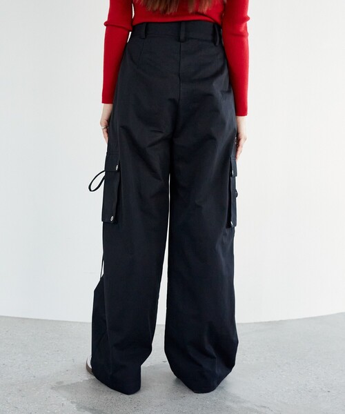 PUBLUX（パブリュクス）の「PUBLUX/パブリュクス リボン付きワークワイドパンツ　限定展開（その他パンツ・レディース・ブラック/ベージュ・S/M）」の5枚目の写真