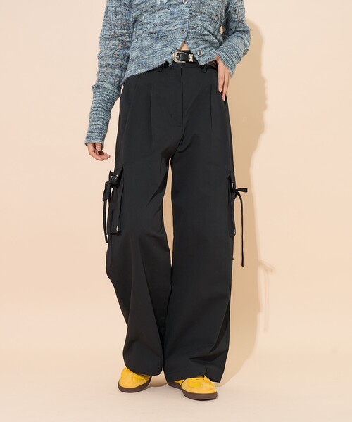 PUBLUX（パブリュクス）の「PUBLUX/パブリュクス リボン付きワークワイドパンツ　限定展開（その他パンツ・レディース・ブラック/ベージュ・S/M）」の15枚目の写真