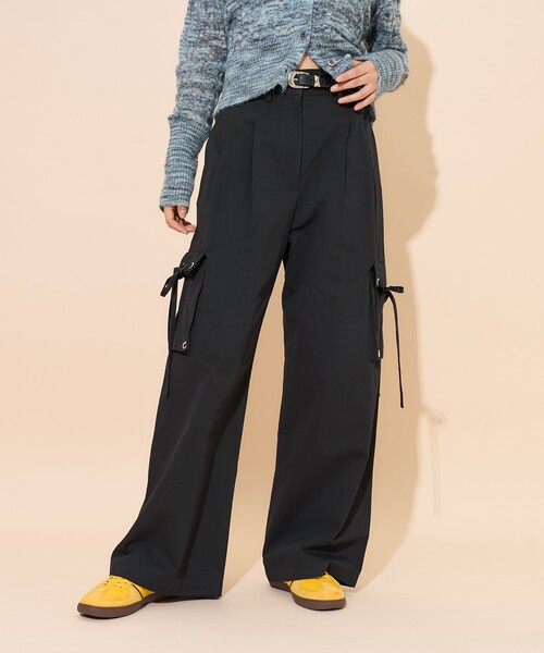 PUBLUX（パブリュクス）の「PUBLUX/パブリュクス リボン付きワークワイドパンツ　限定展開（その他パンツ・レディース・ブラック/ベージュ・S/M）」の16枚目の写真