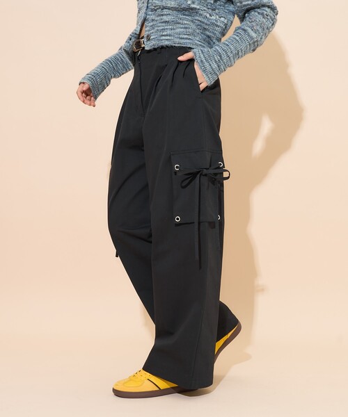 PUBLUX（パブリュクス）の「PUBLUX/パブリュクス リボン付きワークワイドパンツ　限定展開（その他パンツ・レディース・ブラック/ベージュ・S/M）」の17枚目の写真