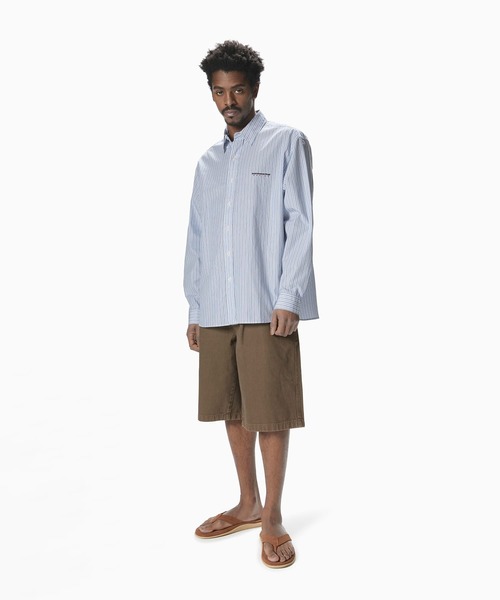 thisisneverthat 長袖シャツ Lサイズ ライトブルー セール】DSN Striped Shirt（シャツ/ブラウス