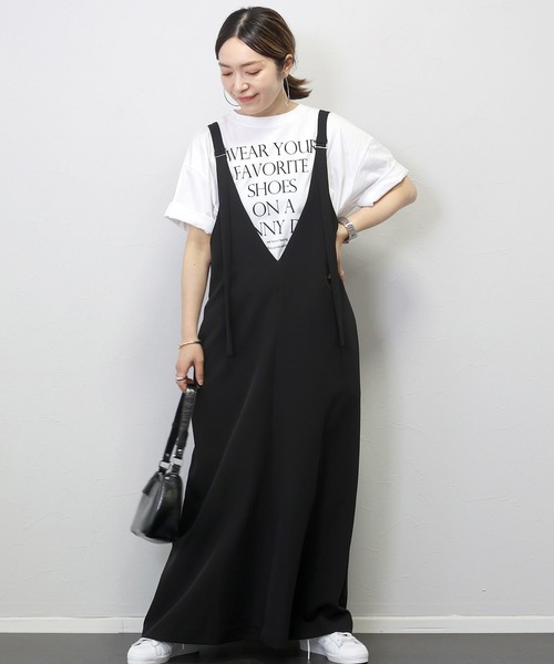 Aletta vita（アレッタビータ）の「綿天竺サイドスリットロゴワイドプルオーバー（Tシャツ/カットソー・レディース・オフホワイト/ブラック・FREE）」の14枚目の写真