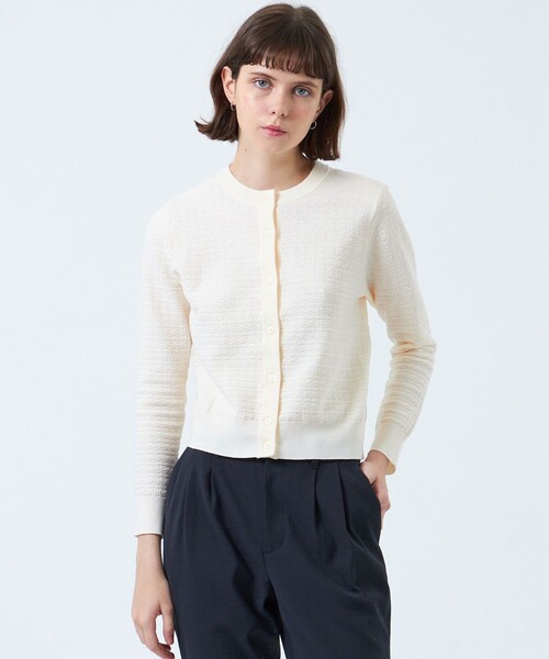 MACKINTOSH PHILOSOPHY（ﾏｯｷﾝﾄｯｼｭ ﾌｨﾛｿﾌｨｰ）の「リンクス柄カーディガン（カーディガン/ボレロ・レディース・オフホワイト/ブラック/グレー系その他・38/36）」の2枚目の写真