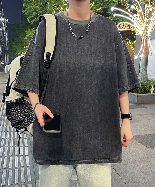aimoha(アイモハ)の「【aimoha neo】Denim Vibe Tee (SS)(Tシャツ/カットソー・メンズ・ネイビー/ブラック/ワインレッド・X-LARGE/LARGE/MEDIUM/XX-LARGE)」の1枚目の写真