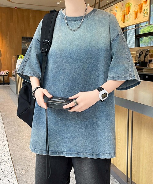 aimoha(アイモハ)の「【aimoha neo】Denim Vibe Tee (SS)(Tシャツ/カットソー・メンズ・ネイビー/ブラック/ワインレッド・X-LARGE/LARGE/MEDIUM/XX-LARGE)」の12枚目の写真