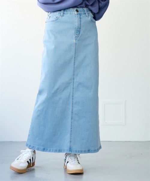 nissen（ニッセン）の「すごのびストレッチデニムストレートロングスカート（ゆったりヒップ）（スカート・レディース・ブルー/ブルー系その他/ネイビー・LL/3L/S/M/L）」の3枚目の写真