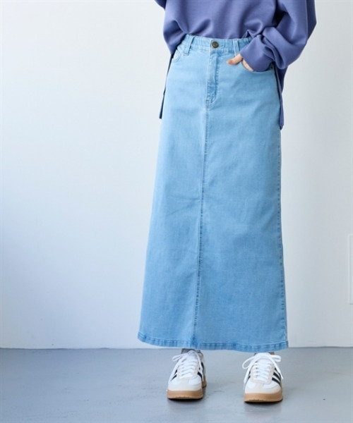 nissen（ニッセン）の「すごのびストレッチデニムストレートロングスカート（ゆったりヒップ）（スカート・レディース・ブルー/ブルー系その他/ネイビー・LL/3L/S/M/L）」の17枚目の写真