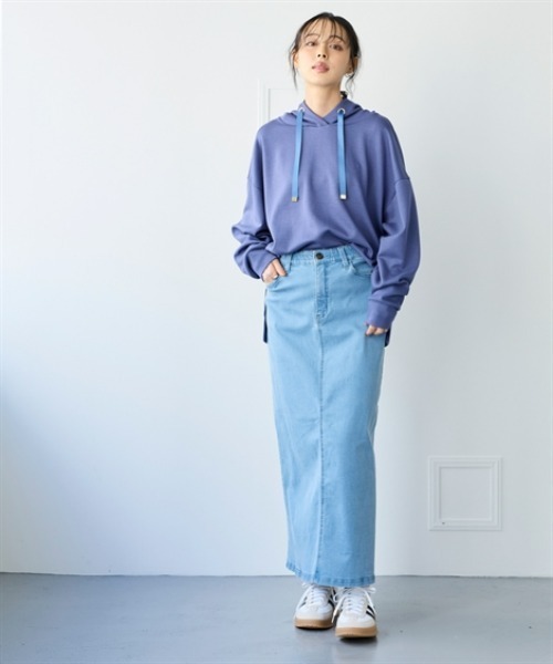 nissen（ニッセン）の「すごのびストレッチデニムストレートロングスカート（ゆったりヒップ）（スカート・レディース・ブルー/ブルー系その他/ネイビー・LL/3L/S/M/L）」の4枚目の写真