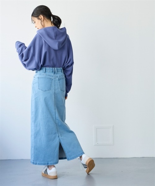 nissen（ニッセン）の「すごのびストレッチデニムストレートロングスカート（ゆったりヒップ）（スカート・レディース・ブルー/ブルー系その他/ネイビー・LL/3L/S/M/L）」の6枚目の写真