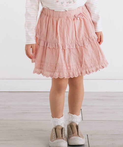 SLAP SLIP（スラップスリップ）の「【お揃い】レースイチゴ柄チェックスカパン(90~130cm)（スカート・キッズ・ピンク/ホワイト系その他/ブラック系その他・120cm/110cm/90cm/100cm/130cm）」の3枚目の写真