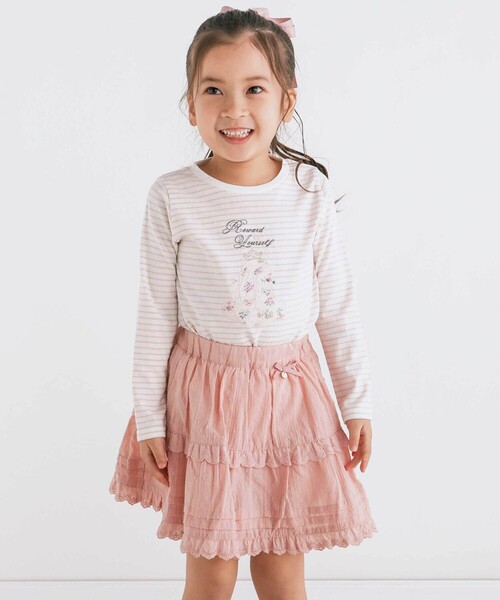 SLAP SLIP（スラップスリップ）の「【お揃い】レースイチゴ柄チェックスカパン(90~130cm)（スカート・キッズ・ピンク/ホワイト系その他/ブラック系その他・120cm/110cm/90cm/100cm/130cm）」の9枚目の写真