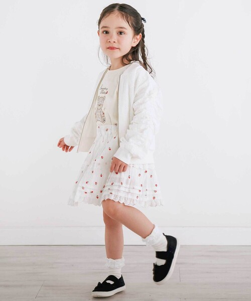 SLAP SLIP（スラップスリップ）の「【お揃い】レースイチゴ柄チェックスカパン(90~130cm)（スカート・キッズ・ピンク/ホワイト系その他/ブラック系その他・120cm/110cm/90cm/100cm/130cm）」の10枚目の写真