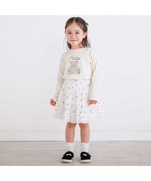 SLAP SLIP（スラップスリップ）の「【お揃い】レースイチゴ柄チェックスカパン(90~130cm)（スカート・キッズ・ピンク/ホワイト系その他/ブラック系その他・120cm/110cm/90cm/100cm/130cm）」の20枚目の写真