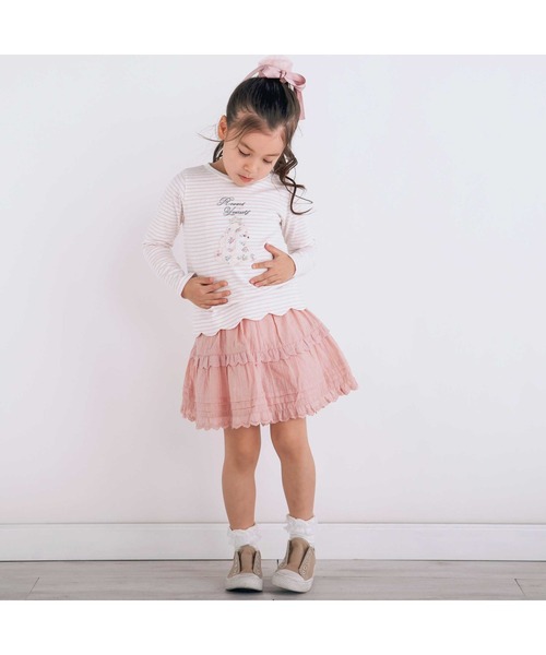 SLAP SLIP（スラップスリップ）の「【お揃い】レースイチゴ柄チェックスカパン(90~130cm)（スカート・キッズ・ピンク/ホワイト系その他/ブラック系その他・120cm/110cm/90cm/100cm/130cm）」の21枚目の写真